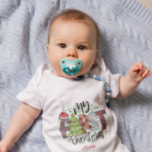  Cute Custom Baby's First Christmas Tree Star  Baby Bodysuit