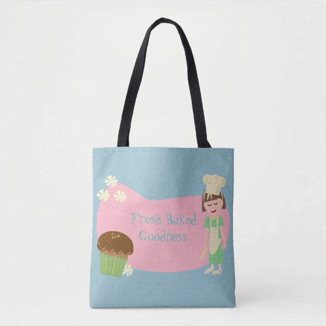 Cute Custom Baker Cartoon Tote Bag (Front)
