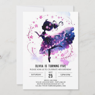 Cute Custom Ballerina Birthday Invitation