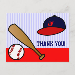 Cute Custom Baseball Flat Thank You Note Card