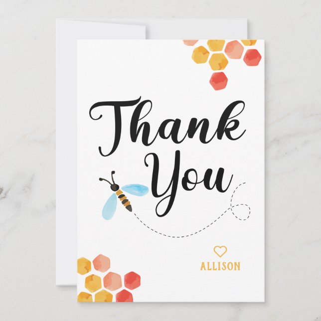 Cute Custom BEE Thank You Card (Front)