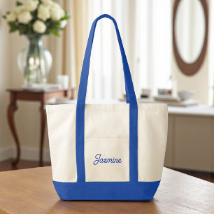 Cute Custom Bridesmaid Gift Blue Tote Bag