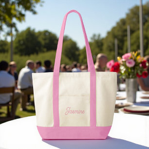 Cute Custom Bridesmaid Gift Pink Tote Bag