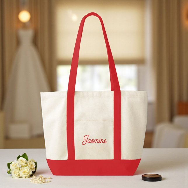 Cute Custom Bridesmaid Gift Red Tote Bag (Creator Uploaded)