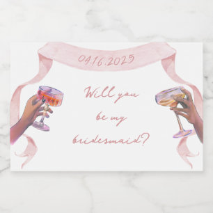 Cute Custom Bridesmaid Proposal Mini Champagne Sparkling Wine Label