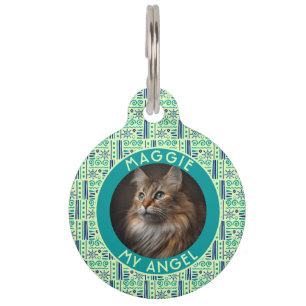 Cute Custom Cat Mum Gift Ethnic Pattern Pet Tag