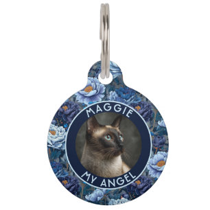 Cute Custom Cat Mum Gift Peonies Pet Tag