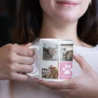 Cute Custom Cat Photo Collage Pink Paw Print