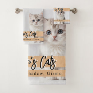 Cute Custom Cat Photo Family Bath Towel Set