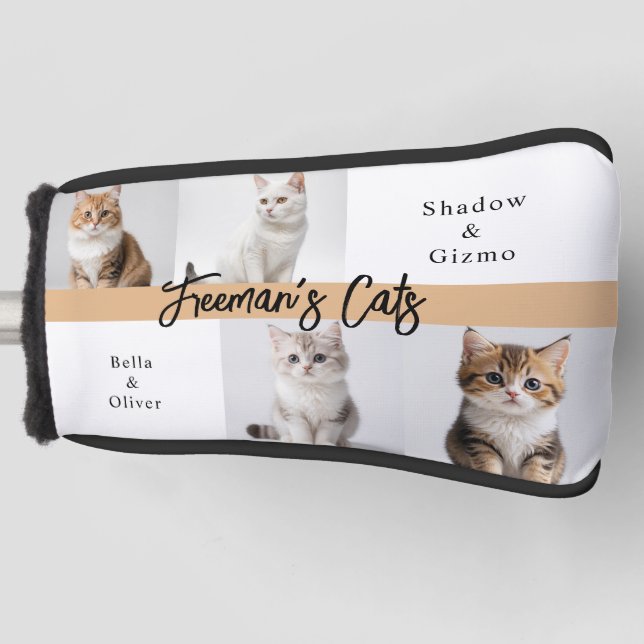 Cute Custom Cat Photo Family Golf Head Cover (Front)