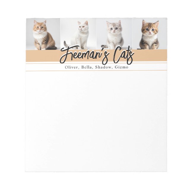 Cute Custom Cat Photo Family Notepad (Front)