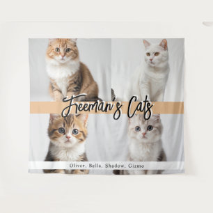 Cute Custom Cat Photo Family Tapestry