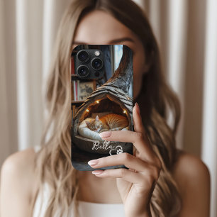 Cute Custom Cat Photo & Name with Heart Paw iPhone 16 Pro Case