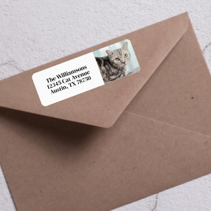 Cute Custom Cat Photo Pet Owner Return Address
