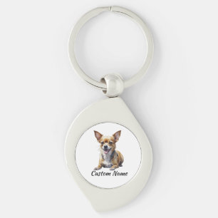 Cute Custom Chihuahua Dog Pet Dog Lover Art Key Ring