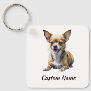 Cute Custom Chihuahua Dog Pet Dog Lover Art Key Ring
