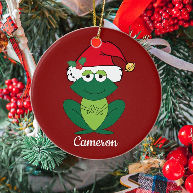 Cute Custom Christmas Frog Santa Ceramic Tree Decoration (Creator Uploaded)
