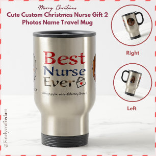 Cute Custom Christmas Nurse Gift 2 Photos Name Travel Mug