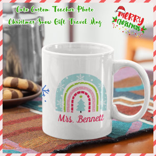 Cute Custom Christmas Rainbow Teacher Gift  Mug