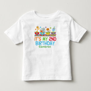 Cute Custom Circus Animal Train 2nd Birthday Toddler T-Shirt