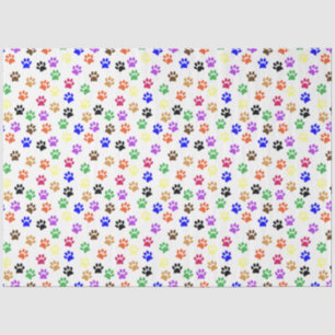 Cute Custom Color Cat & Puppy Dog Paw Prints Pet Tissue Paper