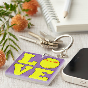 Cute Custom Colour Fastpitch Softball Love Keychai Key Ring