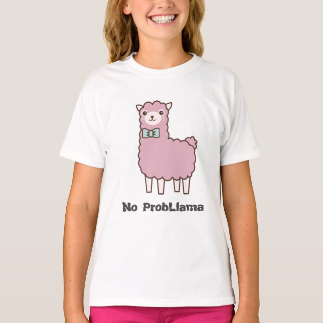 Cute Custom Colour No Problema Llama T-Shirt (Front)