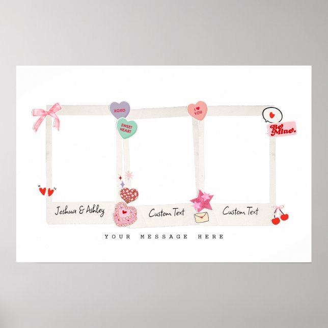 Cute Custom Couple Photos and Text Gift Poster (Front)