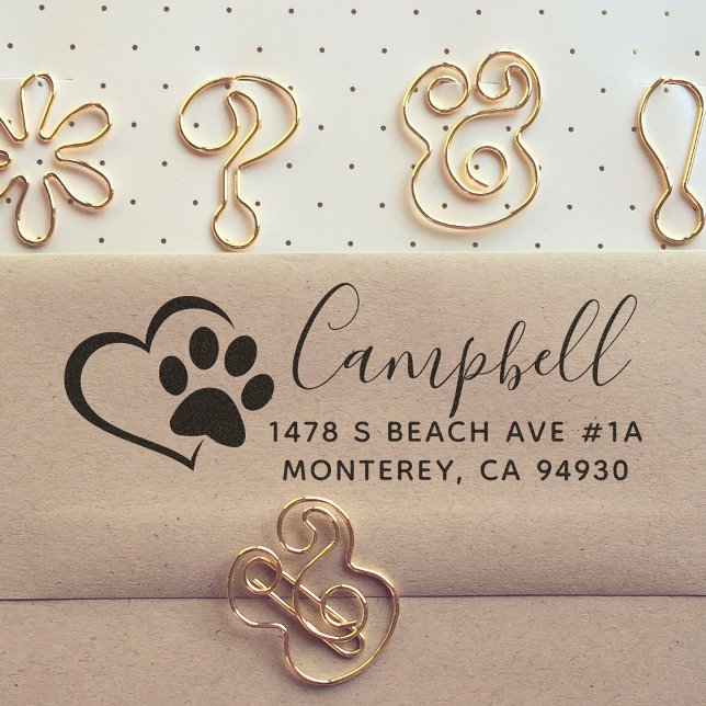 Cute Custom Dog Address Stamp With Heart And Paw (Creator Uploaded)