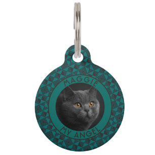 Cute Custom Dog Dad Gift Gingham Pet Tag