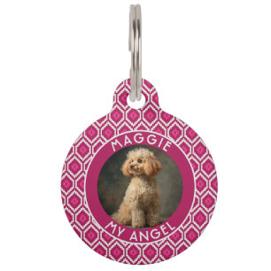 Cute Custom Dog Mom Gift Ethnic Print Pet Tag