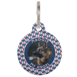 Cute Custom Dog Owner Gift Honeycomb Motif Pet Tag