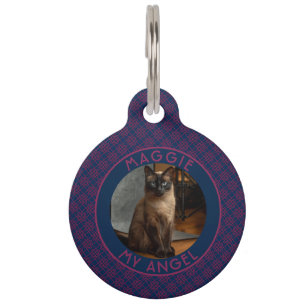 Cute Custom Dog Owner Gift Plaid Pattern Pet Tag