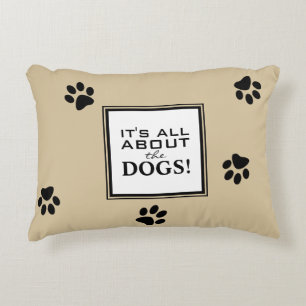 Cute Custom Dog Paw Typography Dog Lover's Decorative Cushion