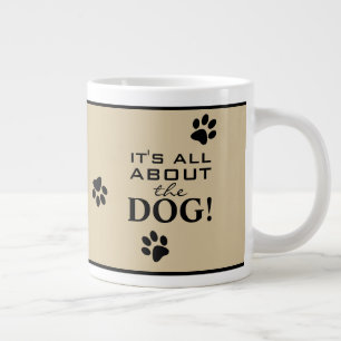 Cute Custom Dog Paw Typography Dog Lover's Large Coffee Mug