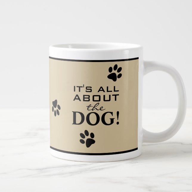 Cute Custom Dog Paw Typography Dog Lover's Large Coffee Mug (Right)