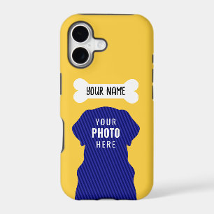 Cute Custom Dog Photo Silhouette & Name Yellow