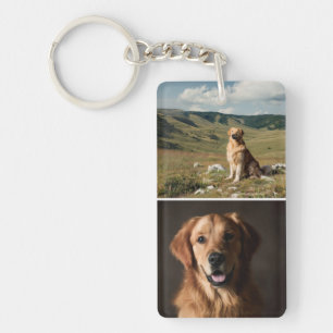 Cute Custom Dog Photos Collage Paw Print Key Ring