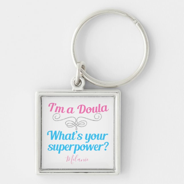 Cute Custom Doula Superhero Key Ring (Front)