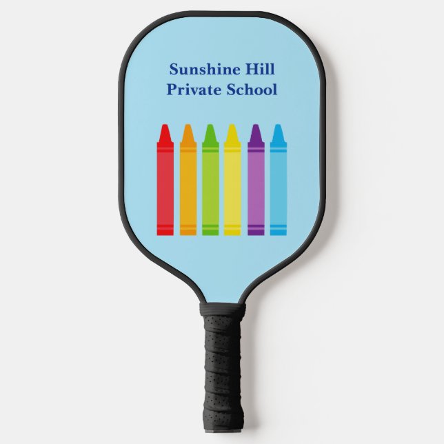 Cute Custom Elementary School Teacher Crayon Pickleball Paddle (Front)