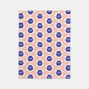 Cute Custom Face Flower Pattern Pink Fleece Blanket