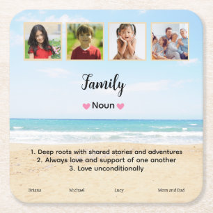 Cute Custom  Family Photo  Square Paper Coaster