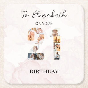 Cute Custom  Family Photo  Square Paper Coaster