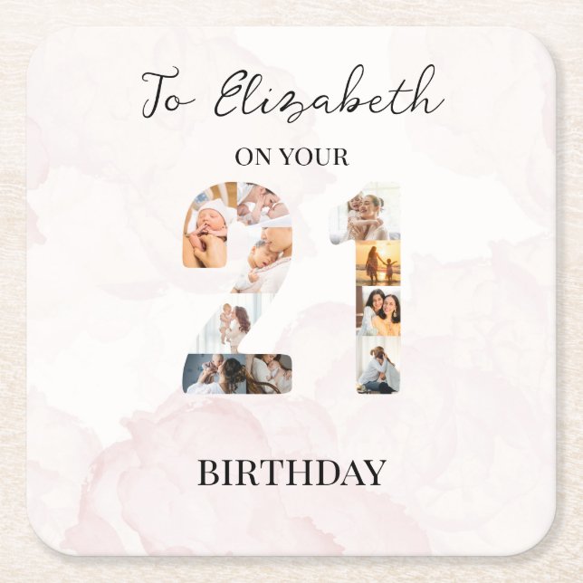 Cute Custom  Family Photo  Square Paper Coaster (Front)