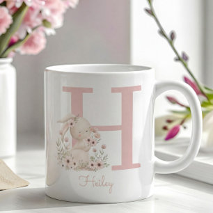Cute Custom Floral Rabbit Kids Easter Gift Coffee Mug