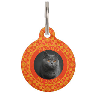 Cute Custom Fur Dad Gift Ethnic Pattern Pet Tag