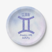 Cute Custom Gemini Sign Purple Birthday Party