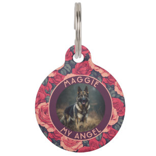 Cute Custom Gifts For Pets Rose Motif Pet Tag