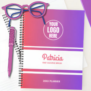 Cute Custom Girly Pink/Blue Gradient Company Logo  Planner