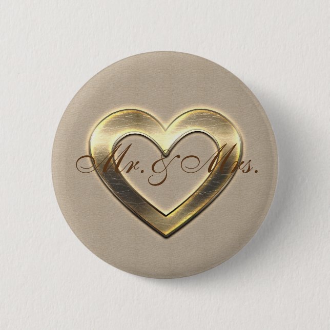 Cute Custom Gold Heart Button (Front)